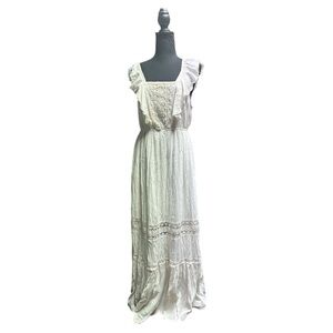 Elegant Boho Lace White Maxi Dress Size Medium